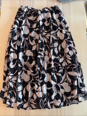 Banana Republic Black Skirt with Soft Blush Floral Print